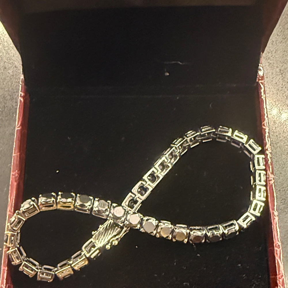 Elegant Unisex Black Diamond Tennis Bracelet in Sterling Silver